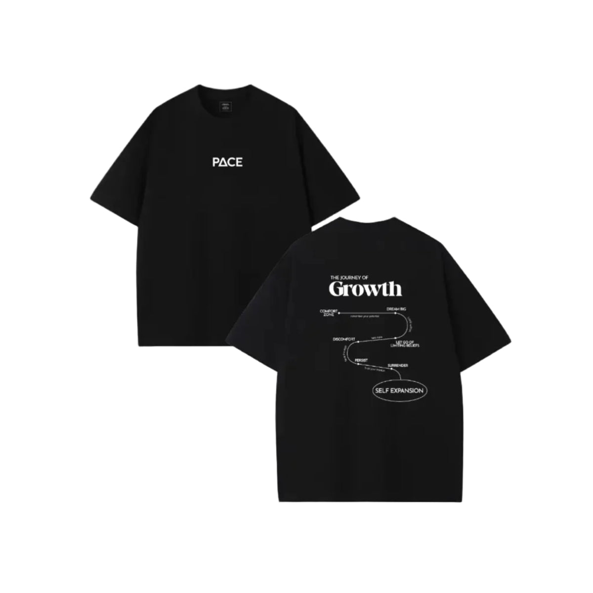 The Journey of Growth Oversized Tshirt - Black