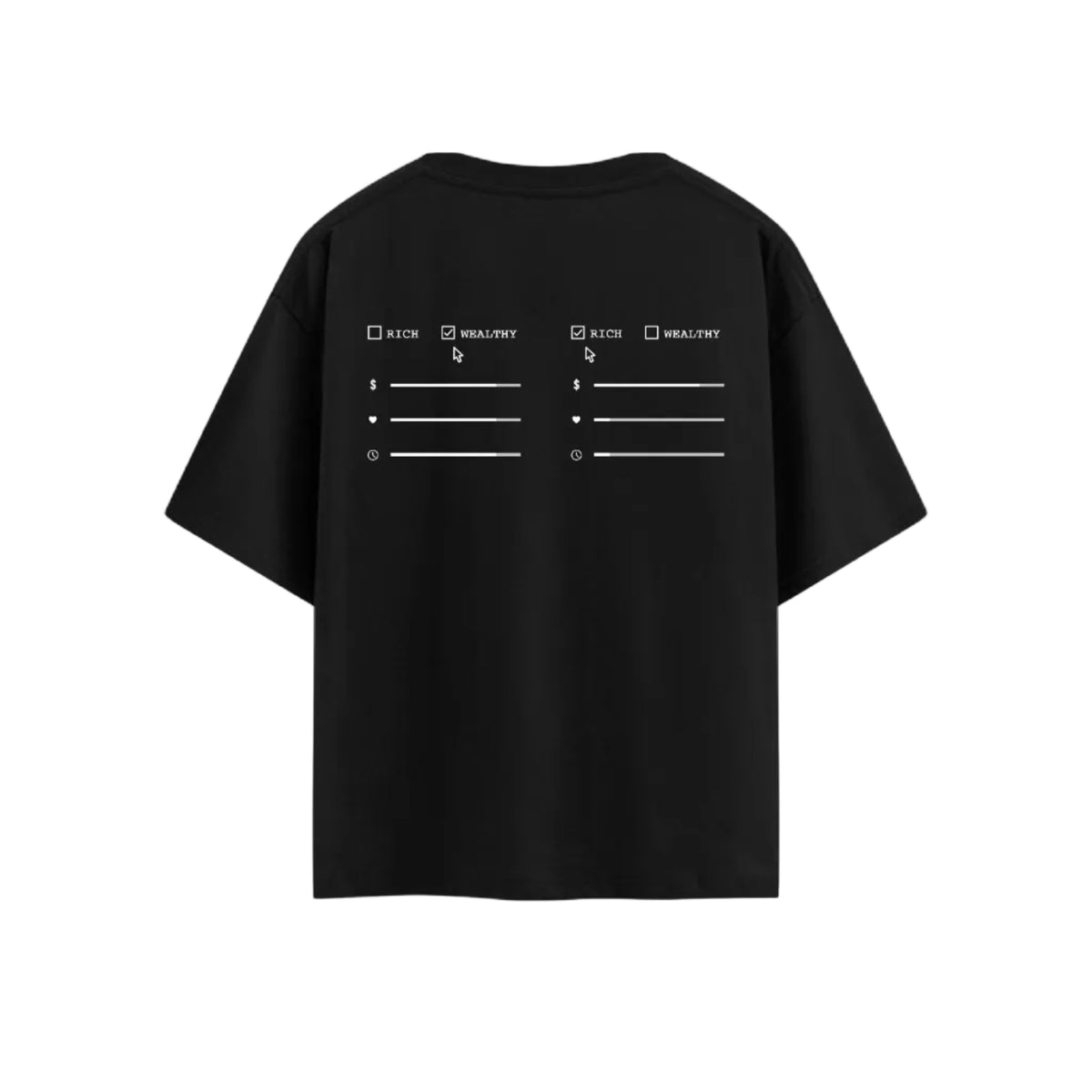Rich vs Wealthy Oversized Tshirt - Black