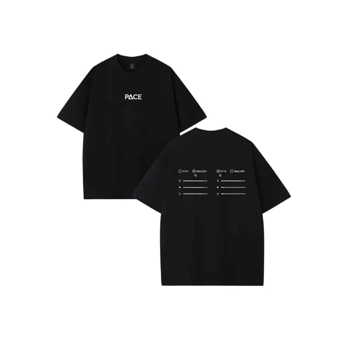 Rich vs Wealthy Oversized Tshirt - Black