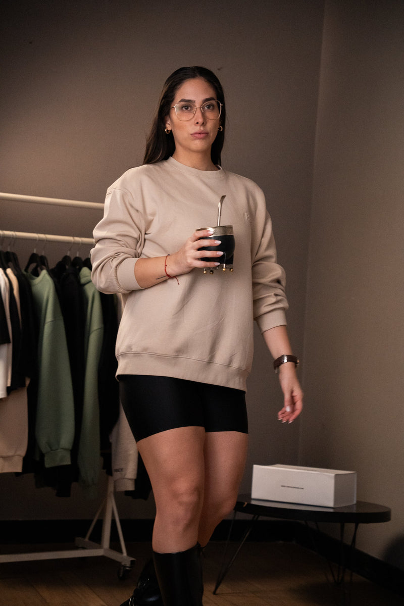 The Art of Living Well Crewneck - Beige — The Art of Living Well Oversized Crewneck Beige
