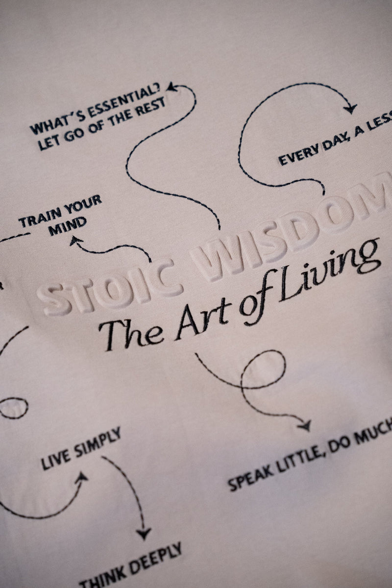 The Art of Living Well Crewneck - Beige — The Art of Living Well Oversized Crewneck Beige embroidery detail