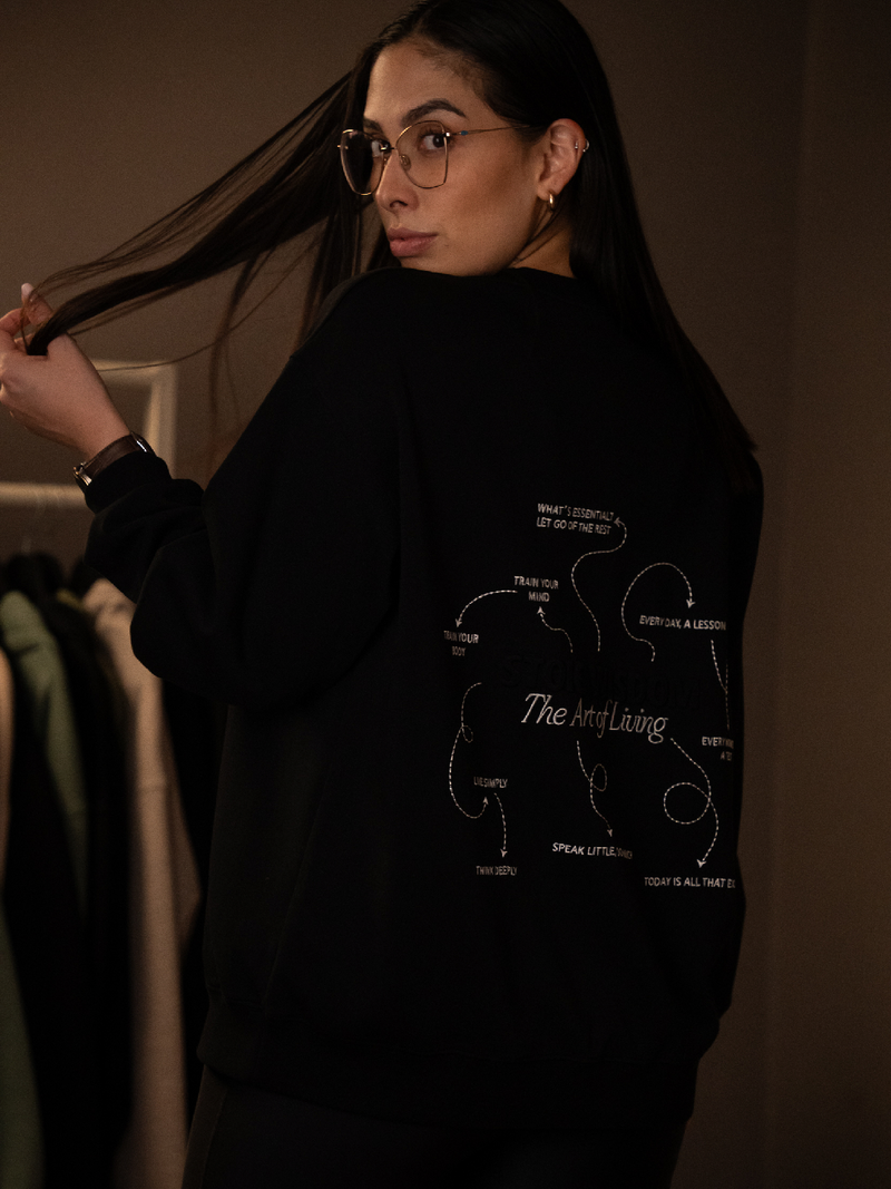 The Art of Living Well Crewneck - Black — The Art of Living Well Oversized Crewneck Black