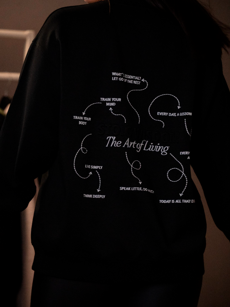 The Art of Living Well Crewneck - Black — The Art of Living Well Oversized Crewneck Black back