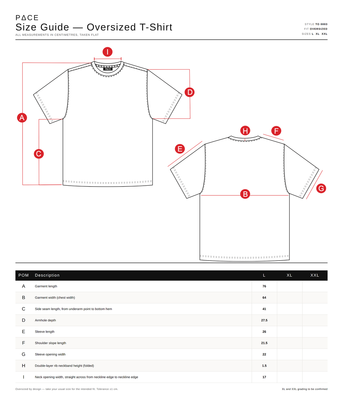 Size guide — In My Control Oversized Tshirt - Black